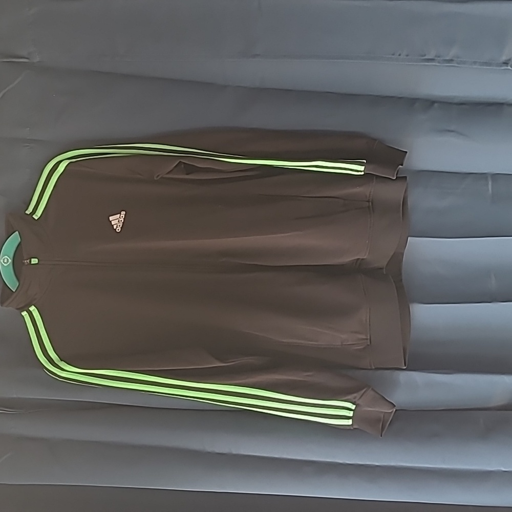 Medium black with neon green stripes zip up sweatshirt